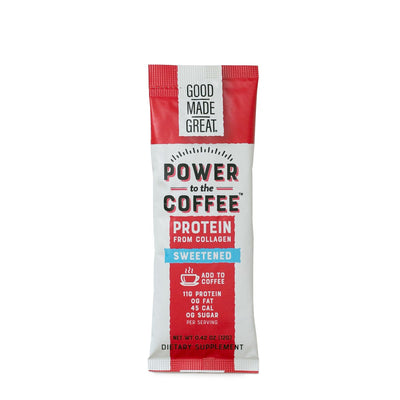 Good Made Great Foods Power to the Coffee Sweetened Stick Pack Front Image, Made to Add to Coffee