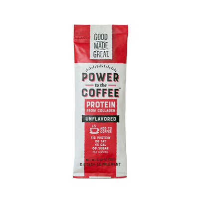 Good Made Great Foods Power to the Coffee Unflavored Stick Pack Front Image, Made to Add to Coffee